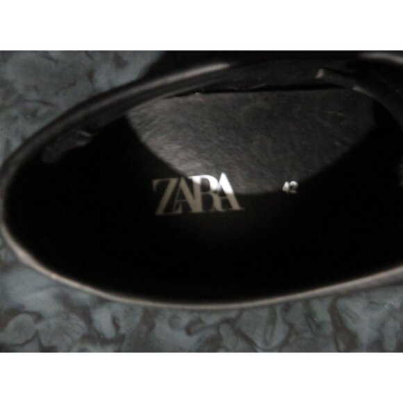 Zara black smooth leather lace up low top sneakers size 42 or US 9 - Picture 9 of 9